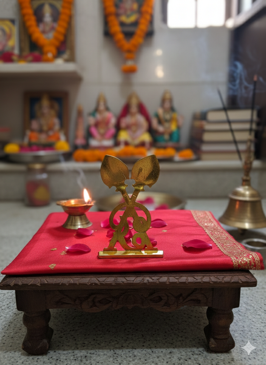 Lord Murugan Metal Vel Om with Cross Vel & Murugan Face | Gold Finish | 3.5 Inch Spiritual Vel - Image 3