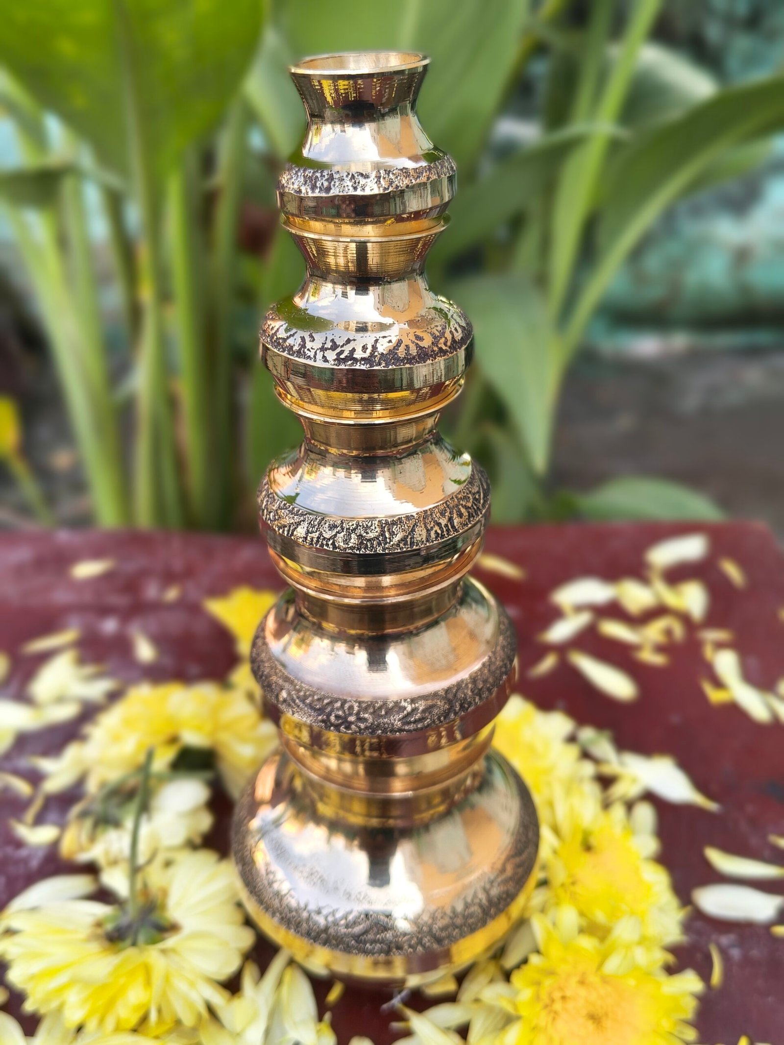 Brass Kubera Pot Set (5 Pots) 8inch – For Lakshmi Kubera Pooja | Wealth & Prosperity Symbol