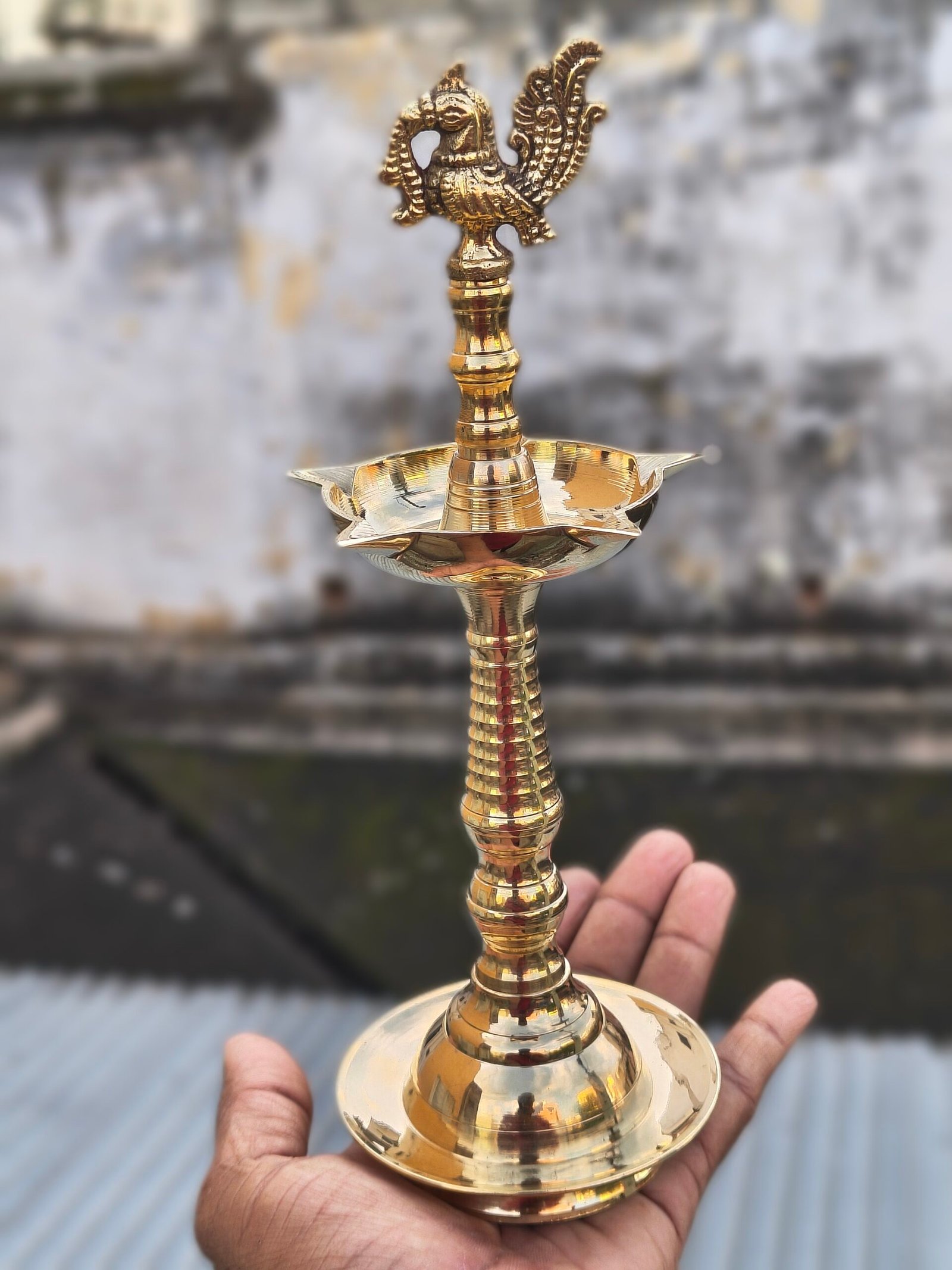 9 Inch Brass Annam Kuthu Vilakku | Five Wick Lamp for Wealth & Wisdom