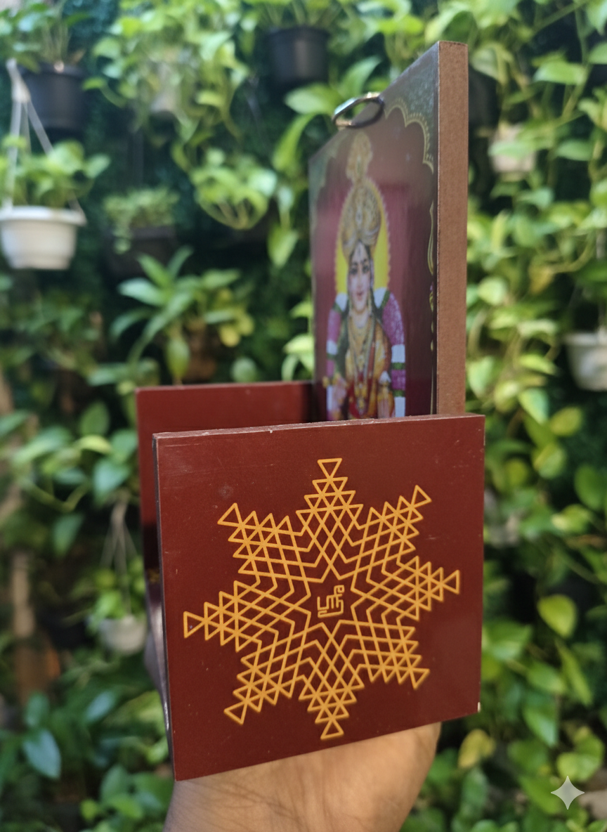 Annapoorani Vilakku Madam 6×4 Inch | Wall Mounted Lamp Shelf for Kitchen & Pooja Room | Hooks Included - Image 3