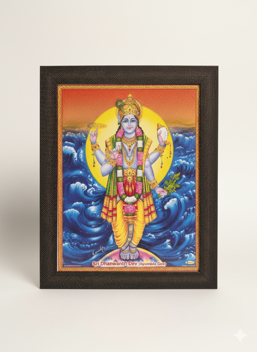 Dhanvanthri Swamy Photo Frame 13x10 Inch – Divine Health Blessings Frame | Gift for Doctors & Patients