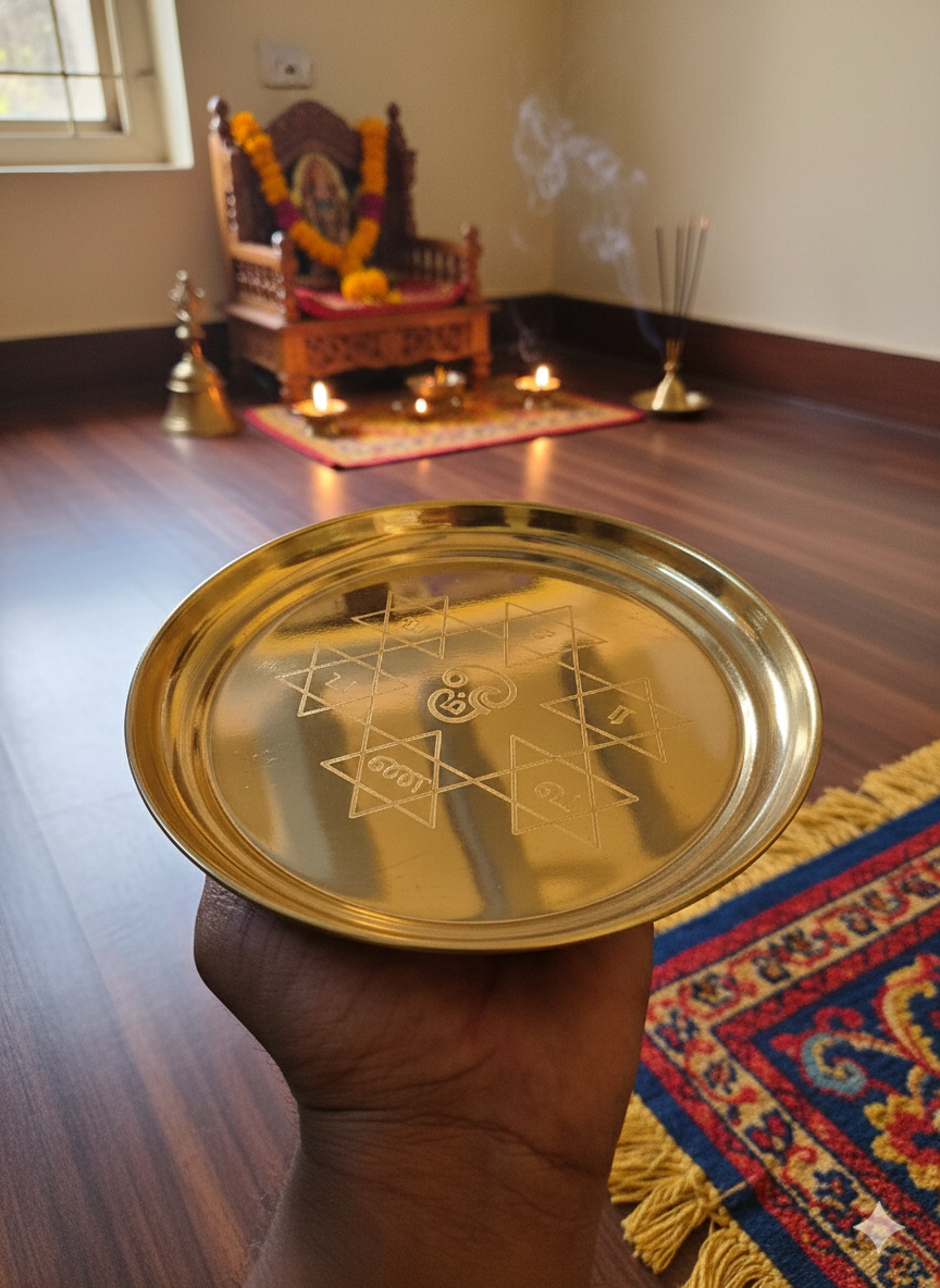 Brass Om Saravana Bhava Plate 8 Inch | Murugan Pooja Brass Plate for Aarumuga & Om Vilakku - Image 2
