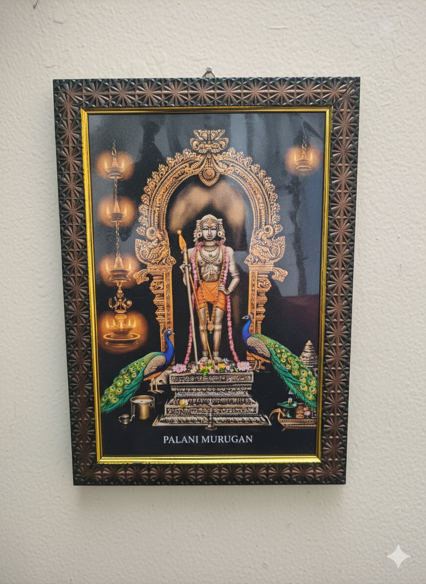Palani Murugan Aandi Kolam Photo Frame 13×10 Inch | Divine Murugan Frame for Regular Pooja