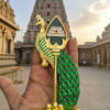 Divine Metal Vel Mayil with Om Peacock Design – Gold Finish Murugan Vel (6.5 Inch) for Pooja, Car Dashboard & Return Gifts