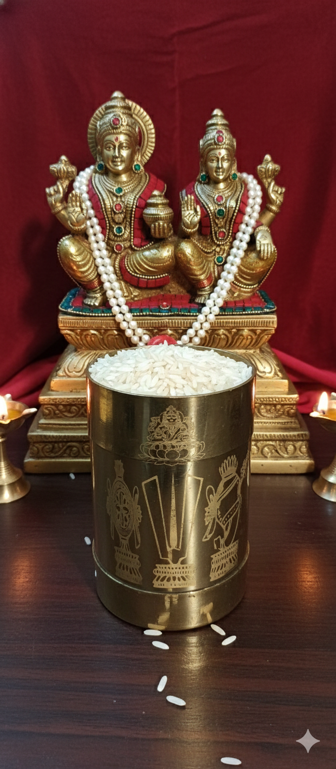Perumal Lakshmi Sangu Chakram Padi 3.5 Inch – Brass Rice Filling Cup for Perumal & Lakshmi Kubera Pooja - Image 2