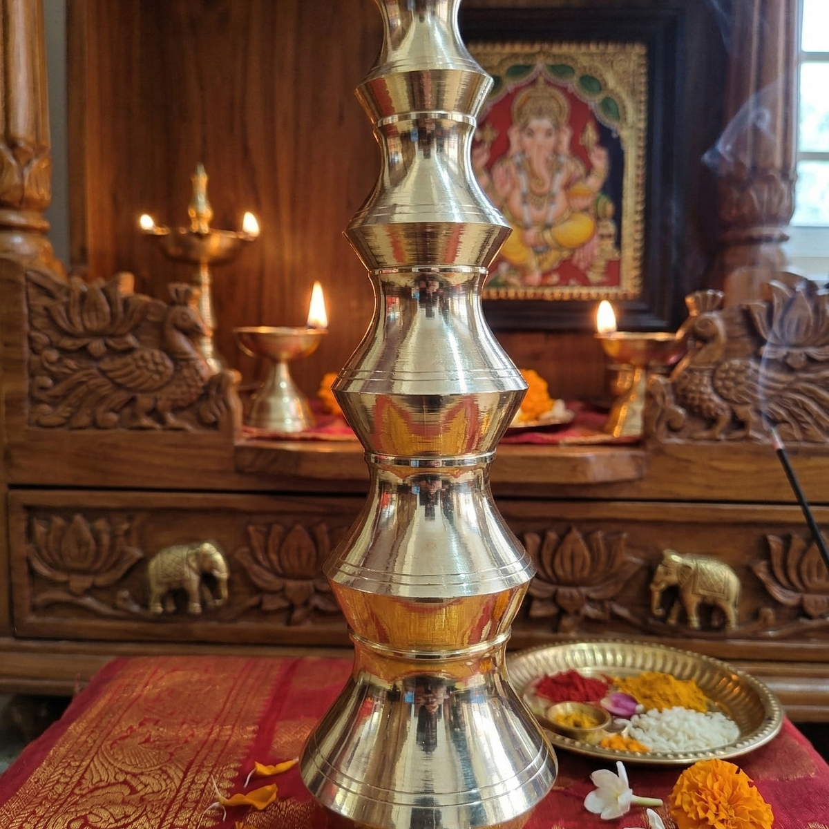 Brass Kubera Pot 8.5 Inch – Large Kubera pot for Lakshmi Kubera Pooja | Wealth & Prosperity
