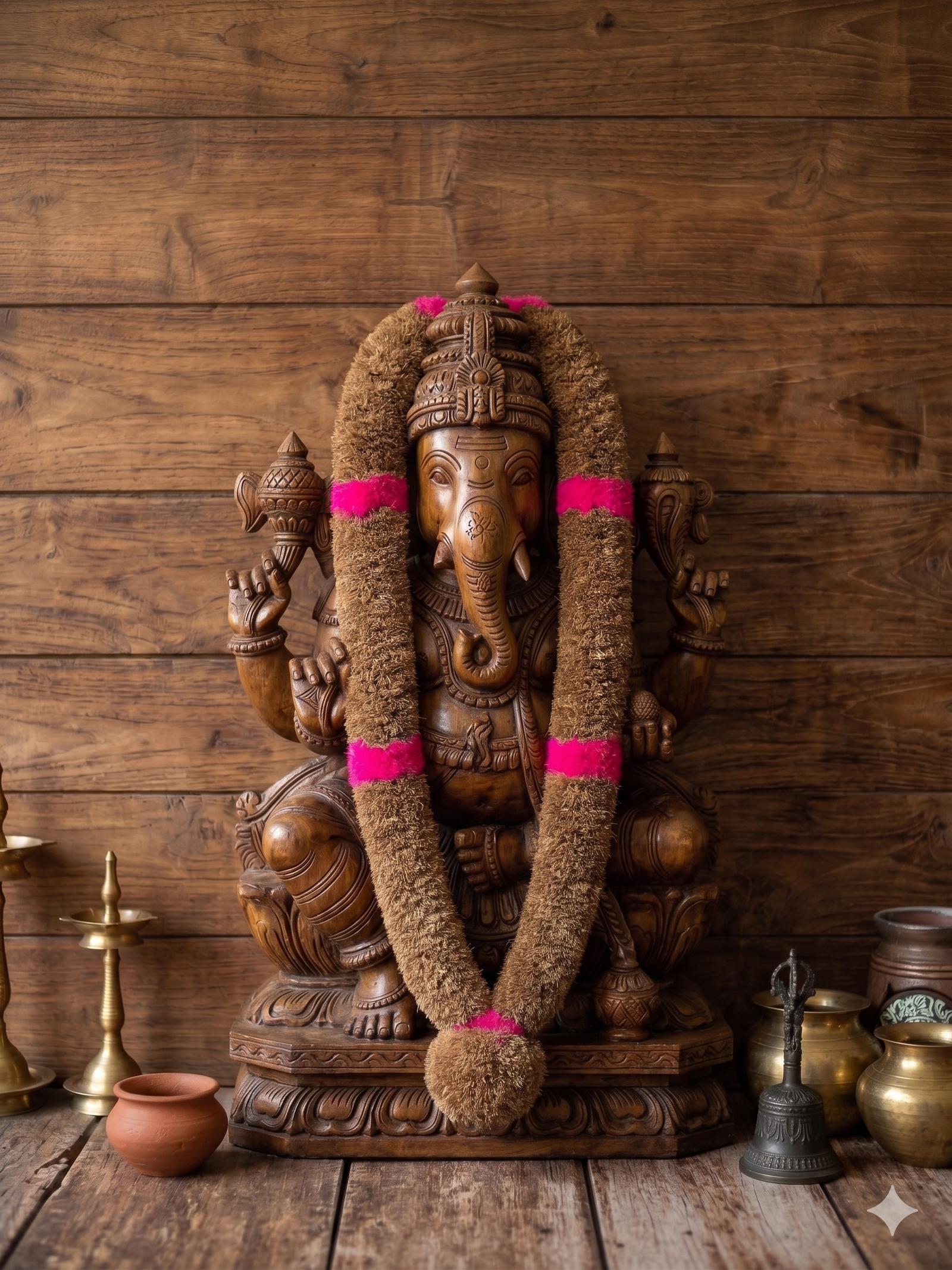 Vettiver Mala 3 Feet – Natural Fragrant Vetiver Garland for Above 4 Feet Idols & Large Photo Frames - Image 2