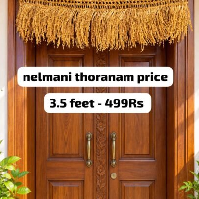 Natural Nel Mani Thoranam 3.5 Feet (42 Inches) | Traditional Paddy Grain Door Hanging for Wooden Nilai | New House & Housewarming Decoration | Good Quality – Low Price